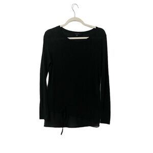 Allsaints Black Lightweight Layered Look Cinch Tie Waist Sweater Size S